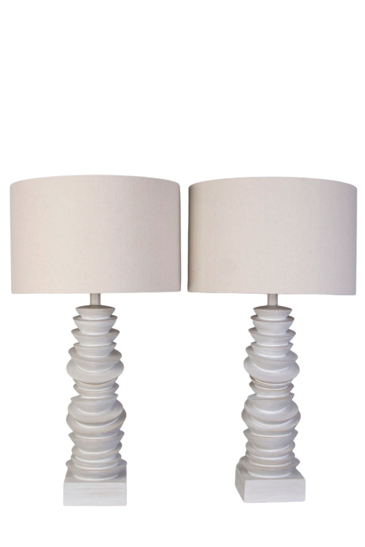 Sculpted Drift Resin Table Lamp (Set of 2) - Distessed White