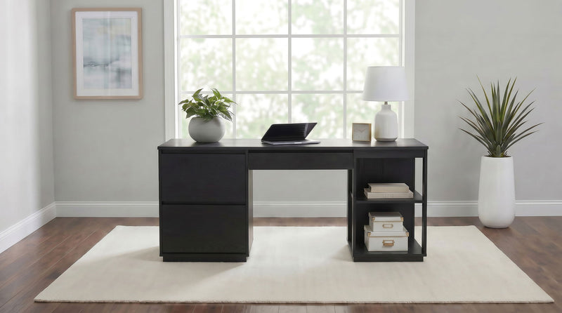 Harkes 75-inch 3-drawer Computer Desk with Adjustable Shelf Coffee Bean