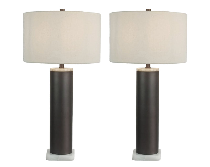 Slate Stone Metal & Jade Table Lamp (Set of 2) - Gray Slate