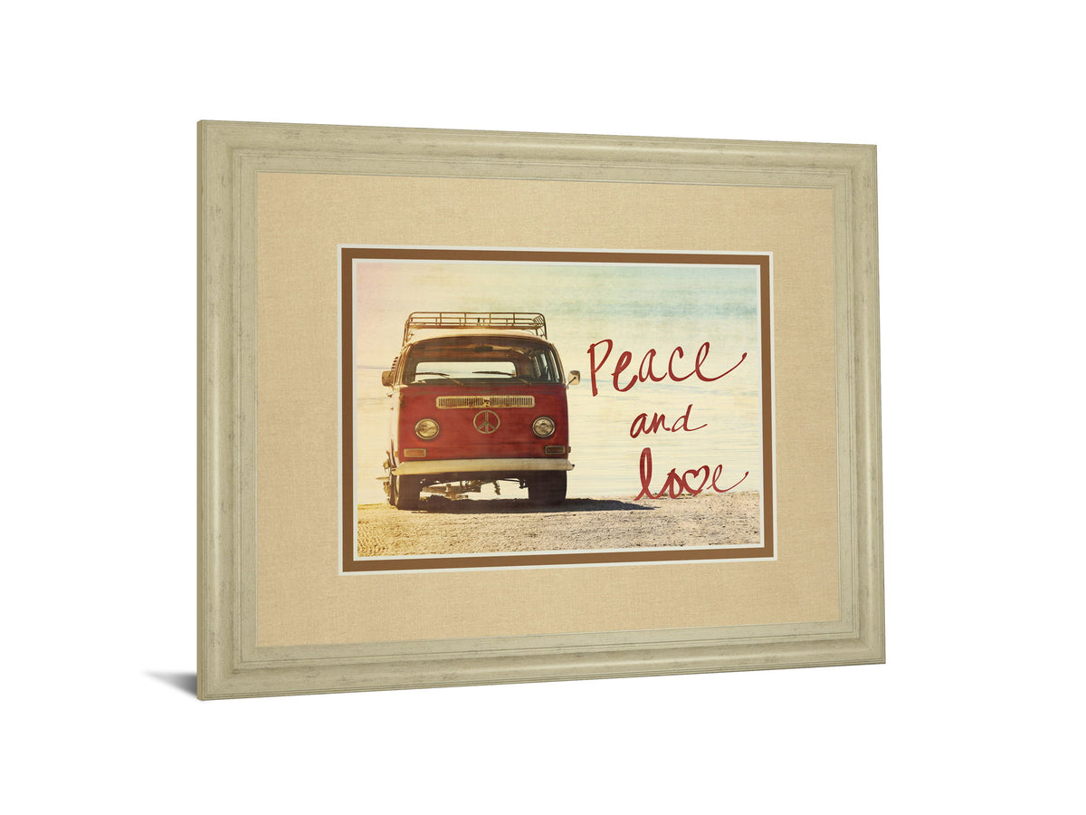 Peace And Love By Gail Peck - Framed Print Wall Art - Beige