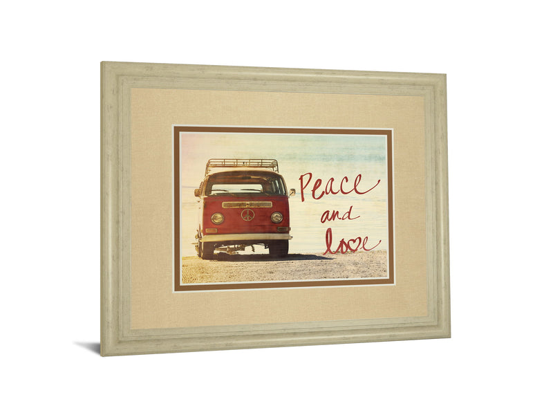 Peace And Love By Gail Peck - Framed Print Wall Art - Beige