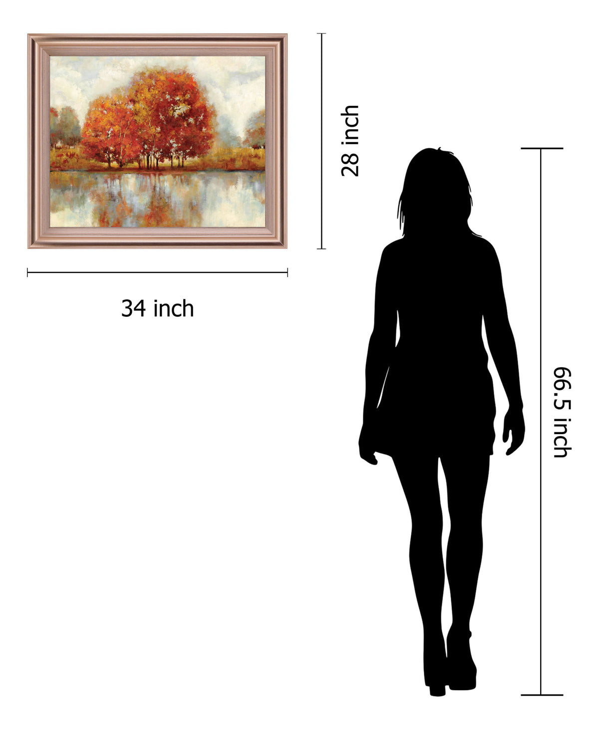 Fiery Grove Reflections - 28" x 34" Framed Wall Art - Orange