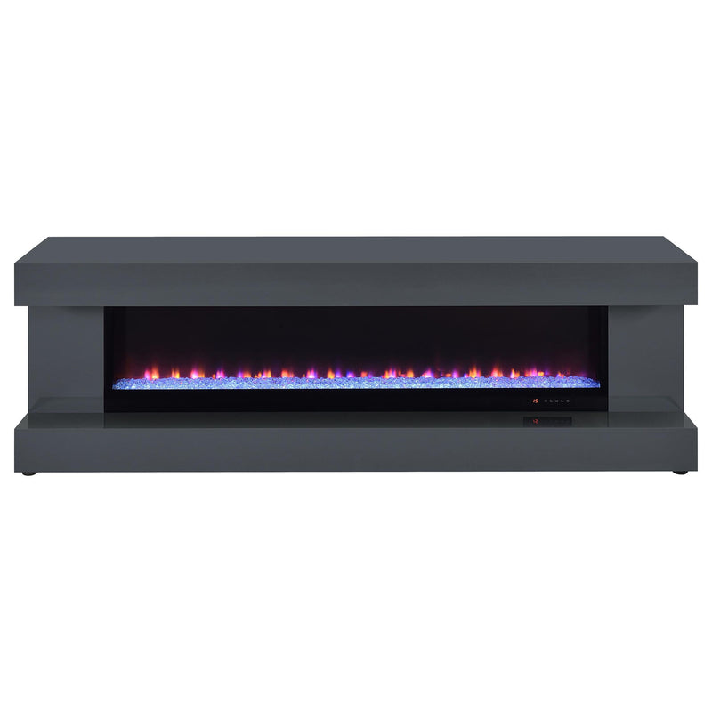 Mallory TV Stand Fireplace Console Bluetooth Speaker Grey High Gloss
