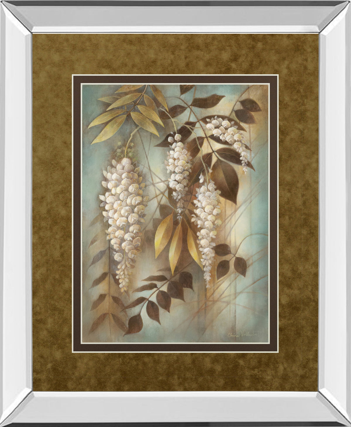 Wisteria Lane Il By Eliane Volherbst-Lane - Mirror Framed Print Wall Art - Light Brown