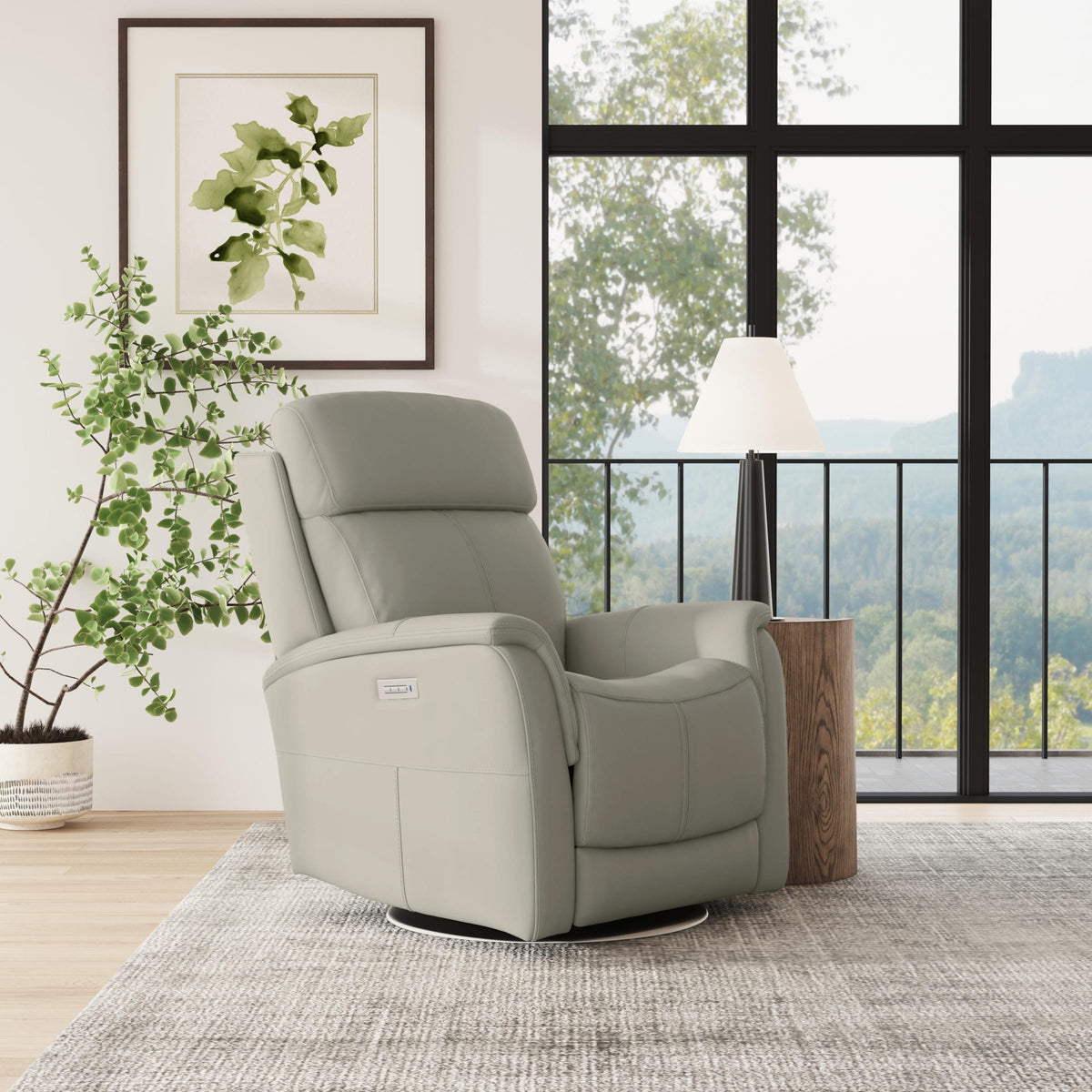 Flexsteel View Power Swivel Recliner with Power Headrest