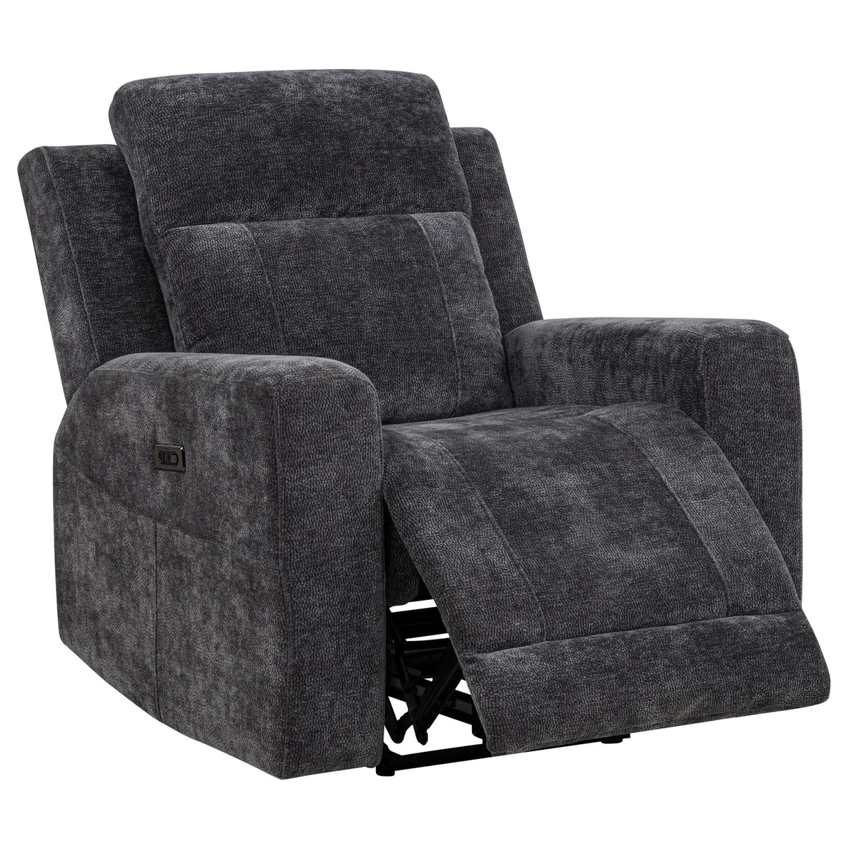Kennett Chenille Upholstered Power Recliner Chair Dark Grey