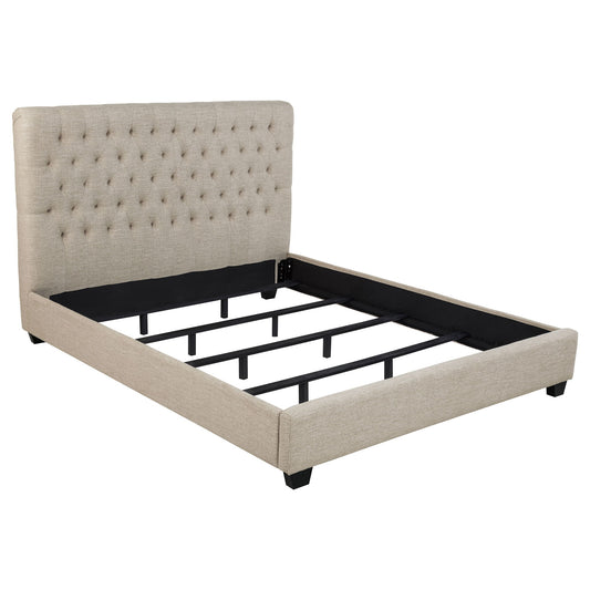 Chloe Upholstered California King Panel Bed Oatmeal