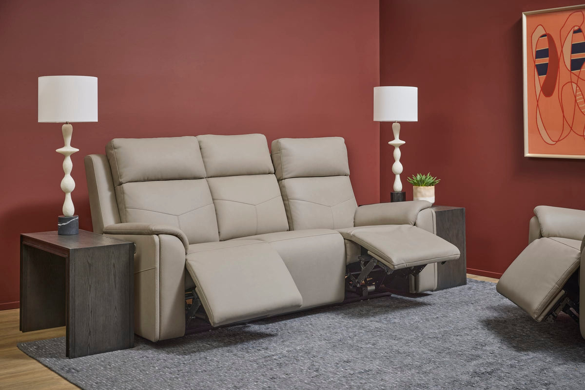 Flexsteel Vernon Power Reclining Sofa with Console, Power Headrest, Lumbar, Heat & Massage
