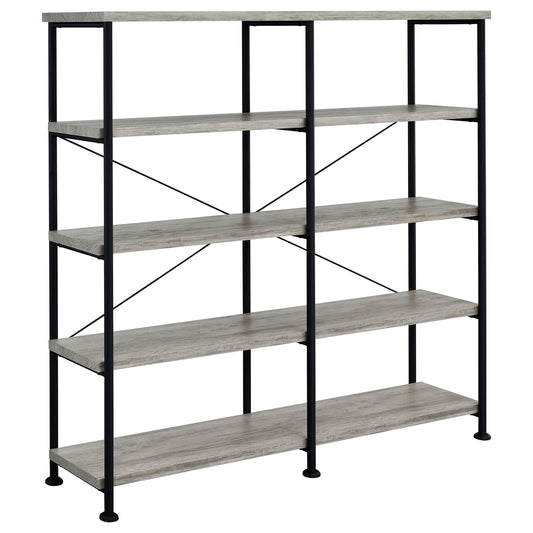 Analiese 63-inch 4-shelf Double Bookshelf Grey Driftwood