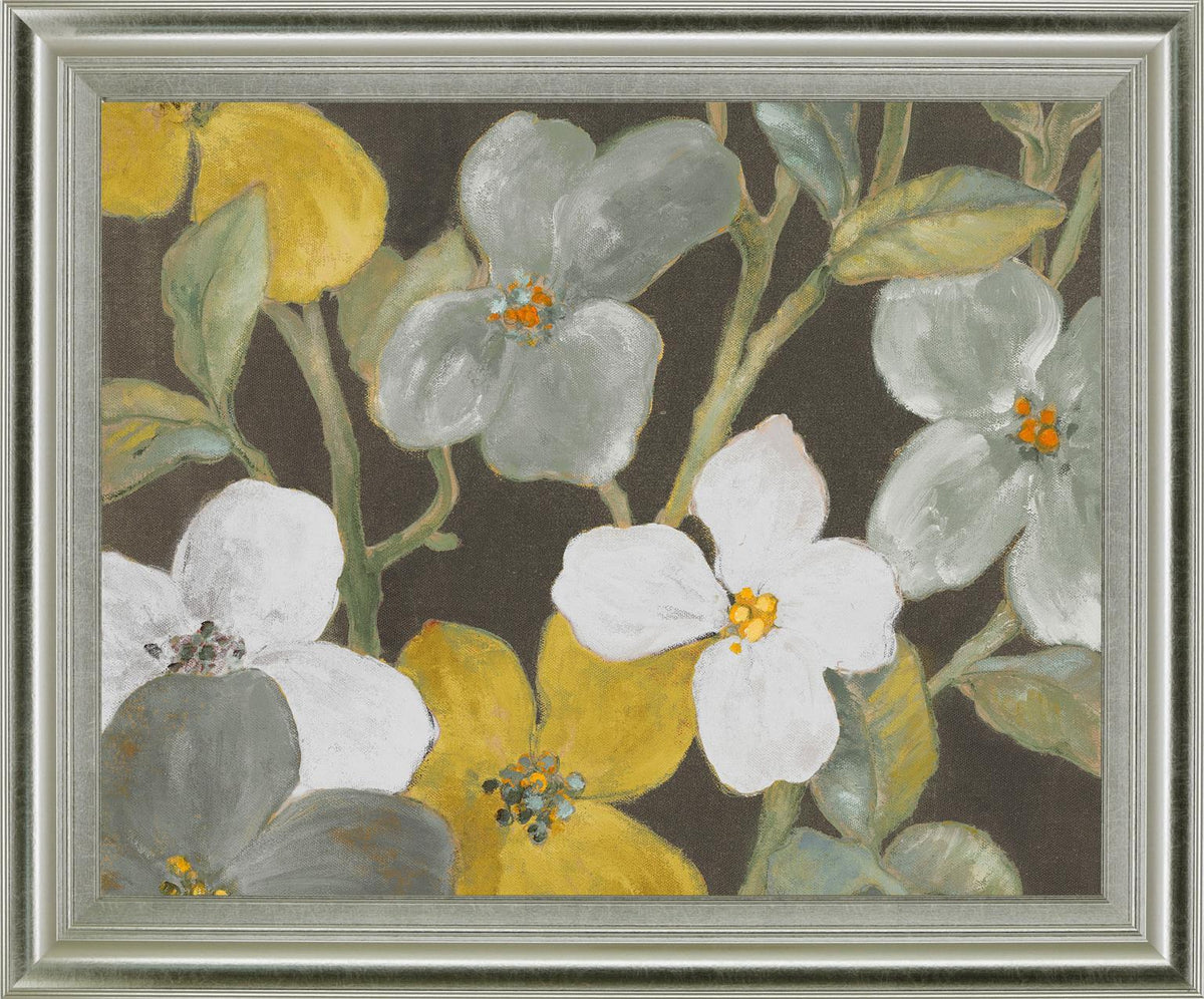 Golden Meadow Blossoms - 28" x 34" Framed Wall Art - Gray