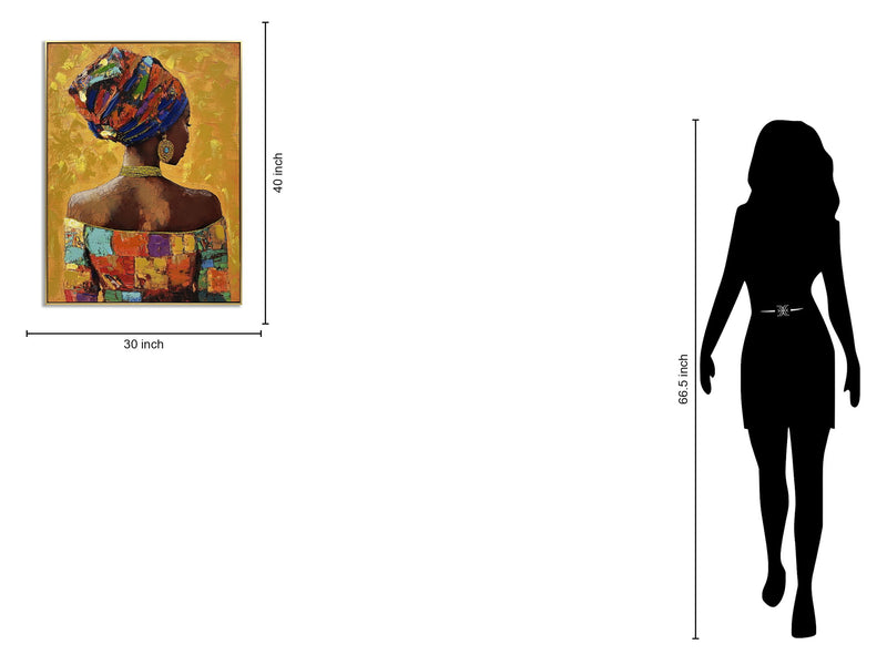 Radiant Mosaic Silhouette - 40" x 30" Framed Wall Art - Orange