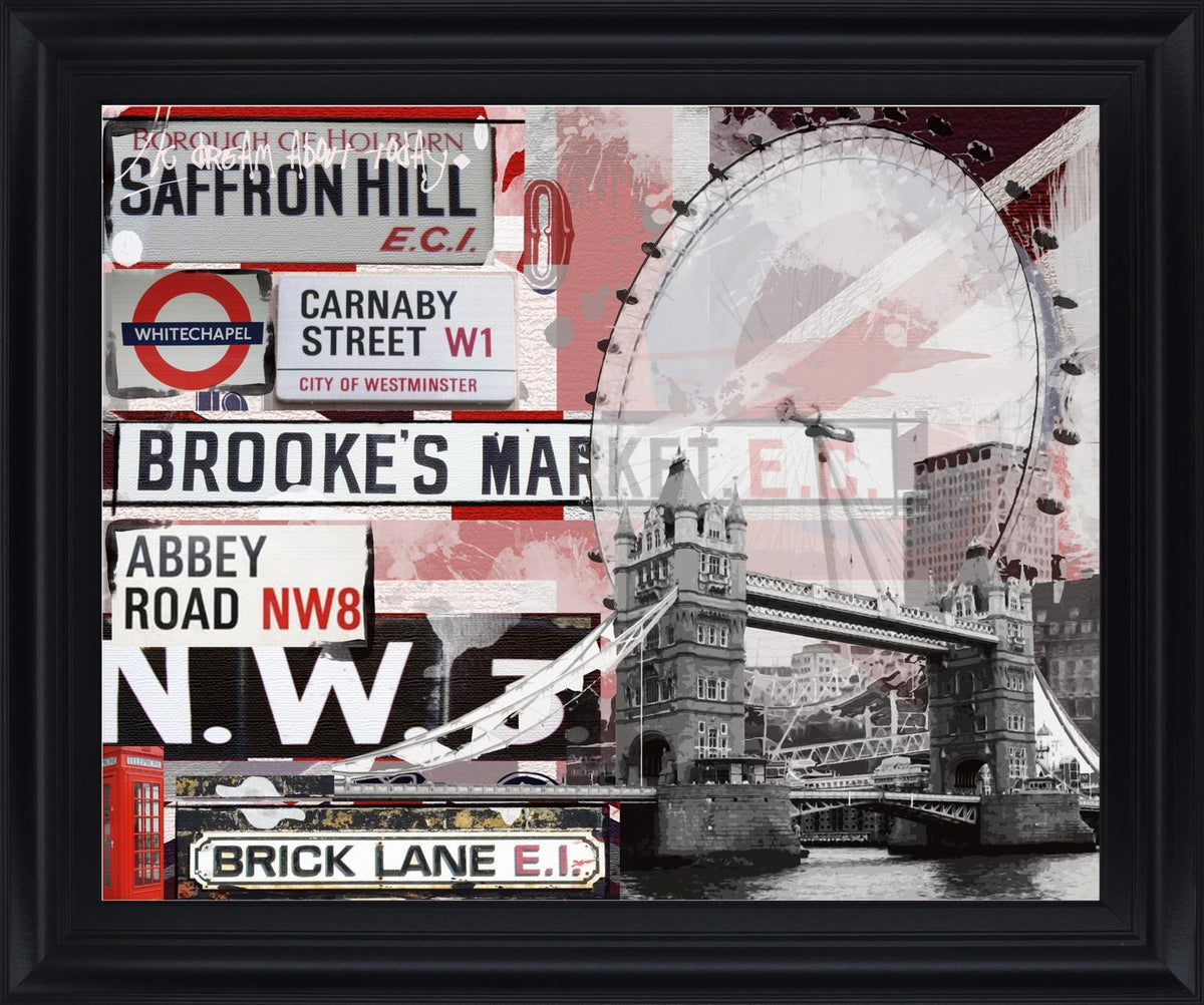 London Fusion - 28" x 34" Framed Wall Art - Dark Gray