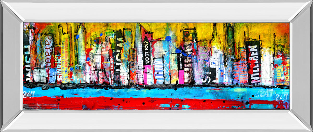 Skyline By Erin Ashley - Mirror Framed Print Wall Art - Yellow