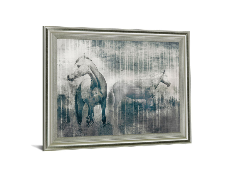 Misty Equines - 28" x 34" Framed Wall Art - Gray