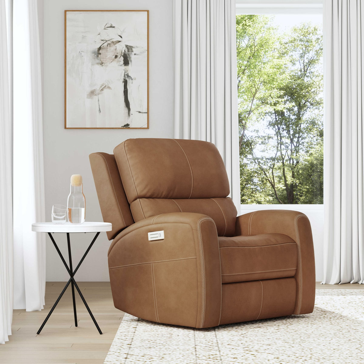 Flexsteel Linden Power Recliner with Power Headrest & Lumbar