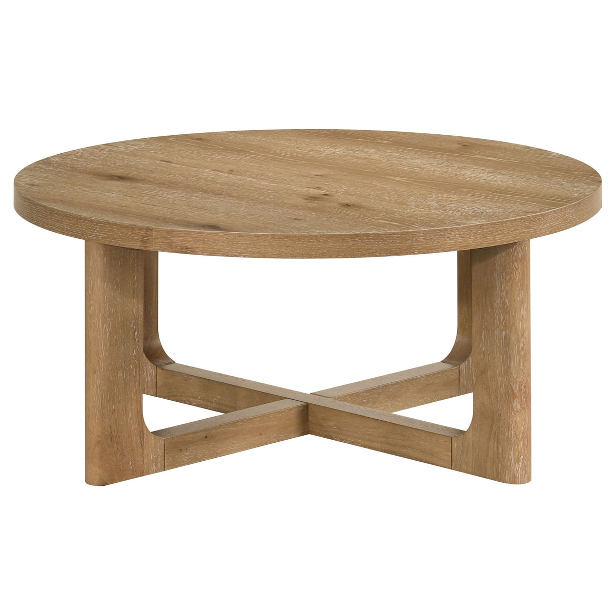 Kessler Round Sculptural Wood Coffee Table Light Oak