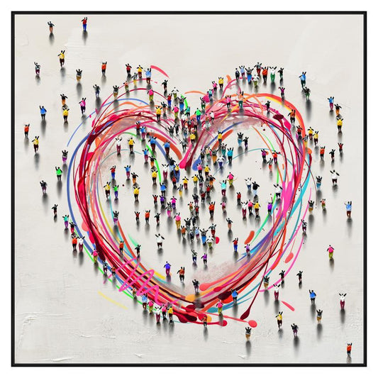 Unity Heart Gathering - 36" x 36" Framed Wall Art - Red