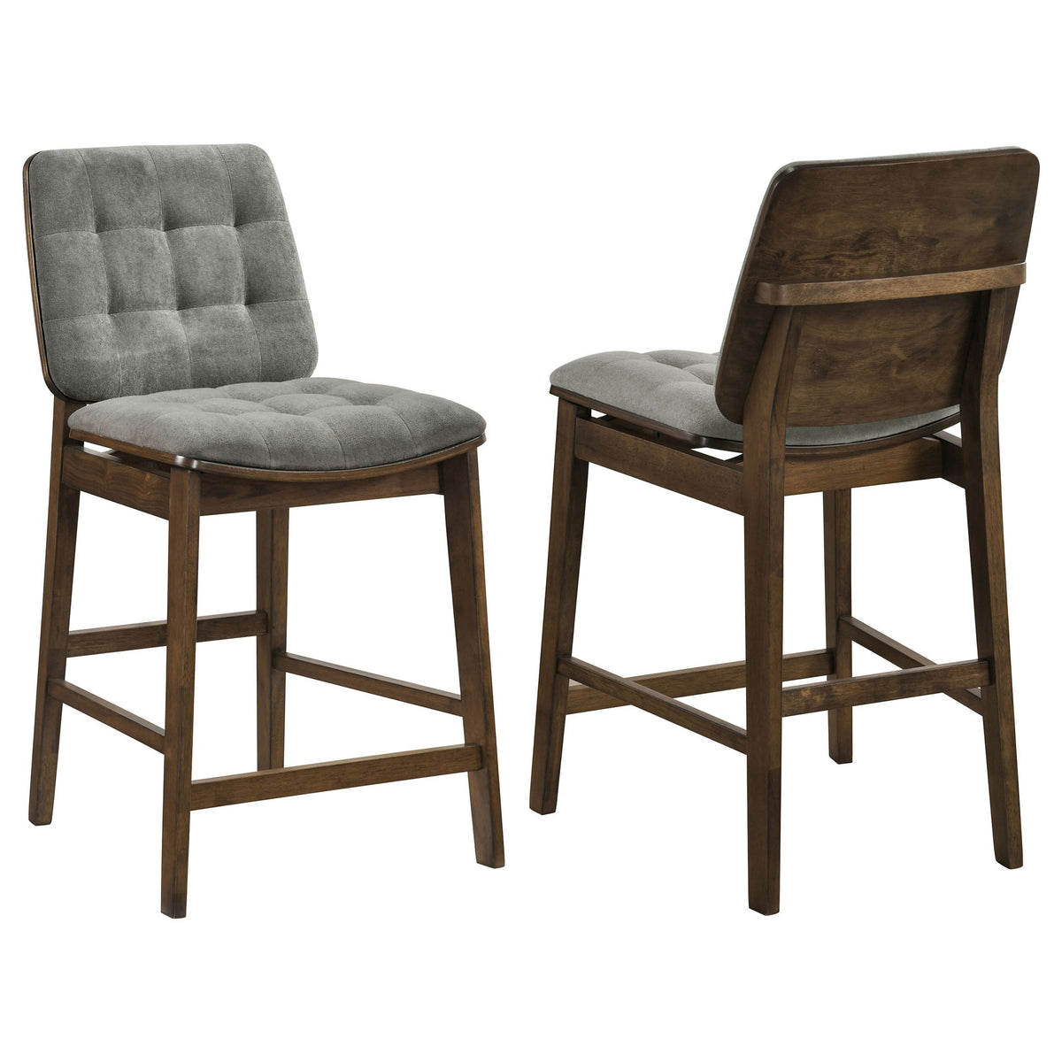 Redbridge Velvet Upholstered Counter Chair Grey and Walnut (Set of 2)