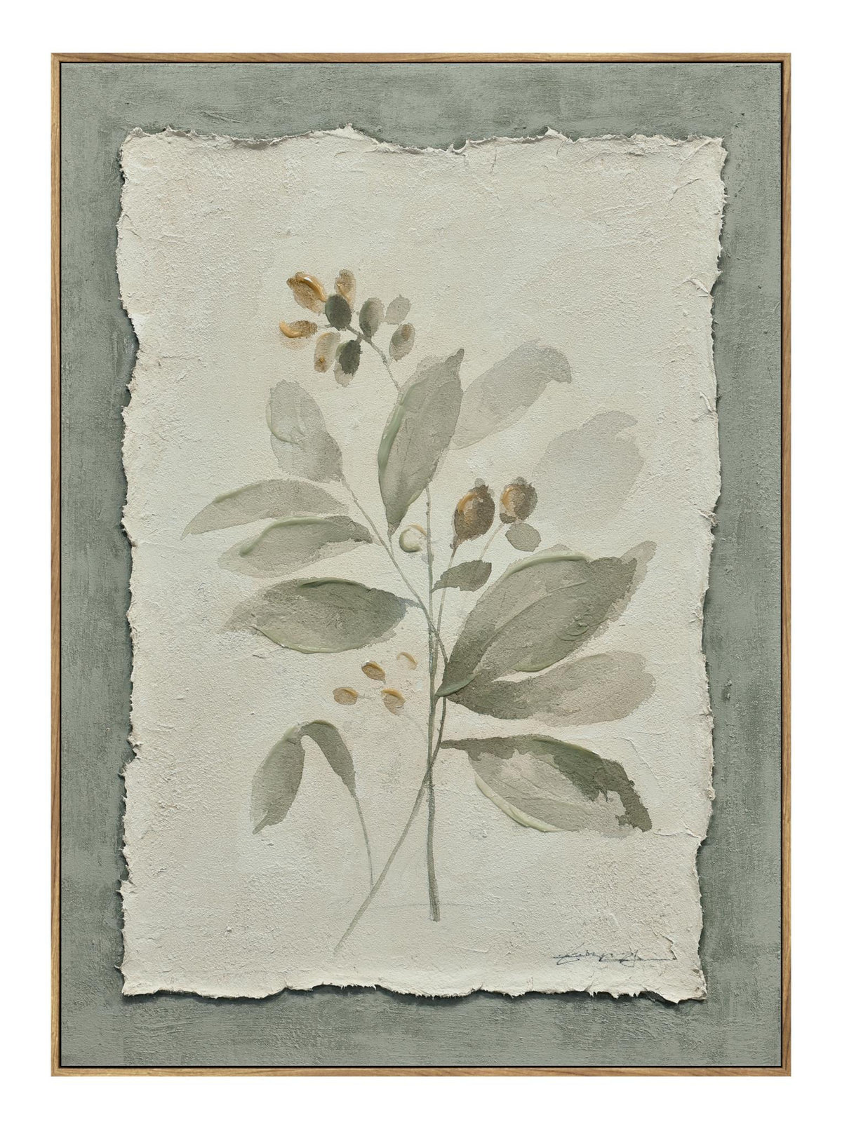 Muted Herb Study - 20" x 28" Framed Wall Art - Green