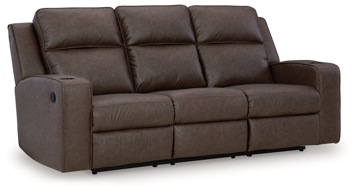 Lavenhorne - Reclining Sofa With Drop Down Table - Umber
