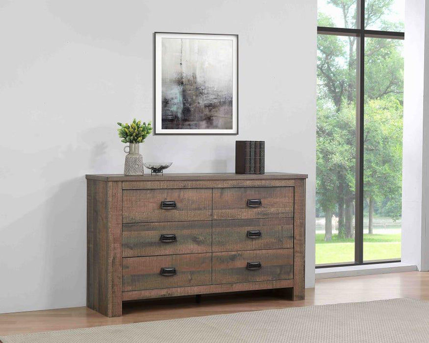 Frederick - 6-Drawer Dresser - Weathered Oak