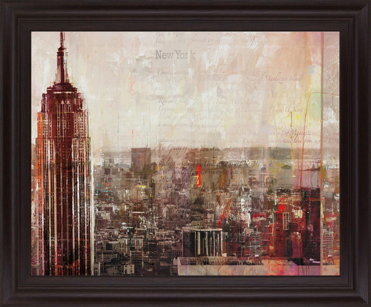 Copper Skyline Majesty - 28" x 34" Framed Wall Art - Dark Brown