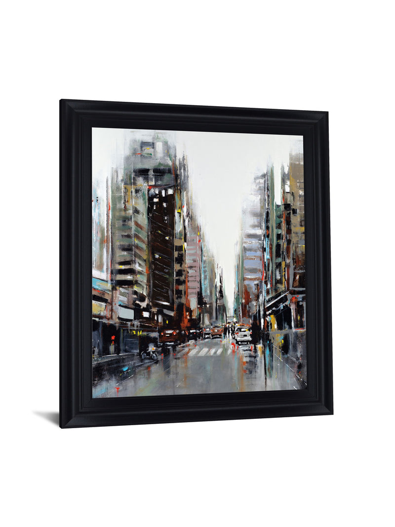 Rainy Avenue - 28" x 34" Framed Wall Art - Dark Gray