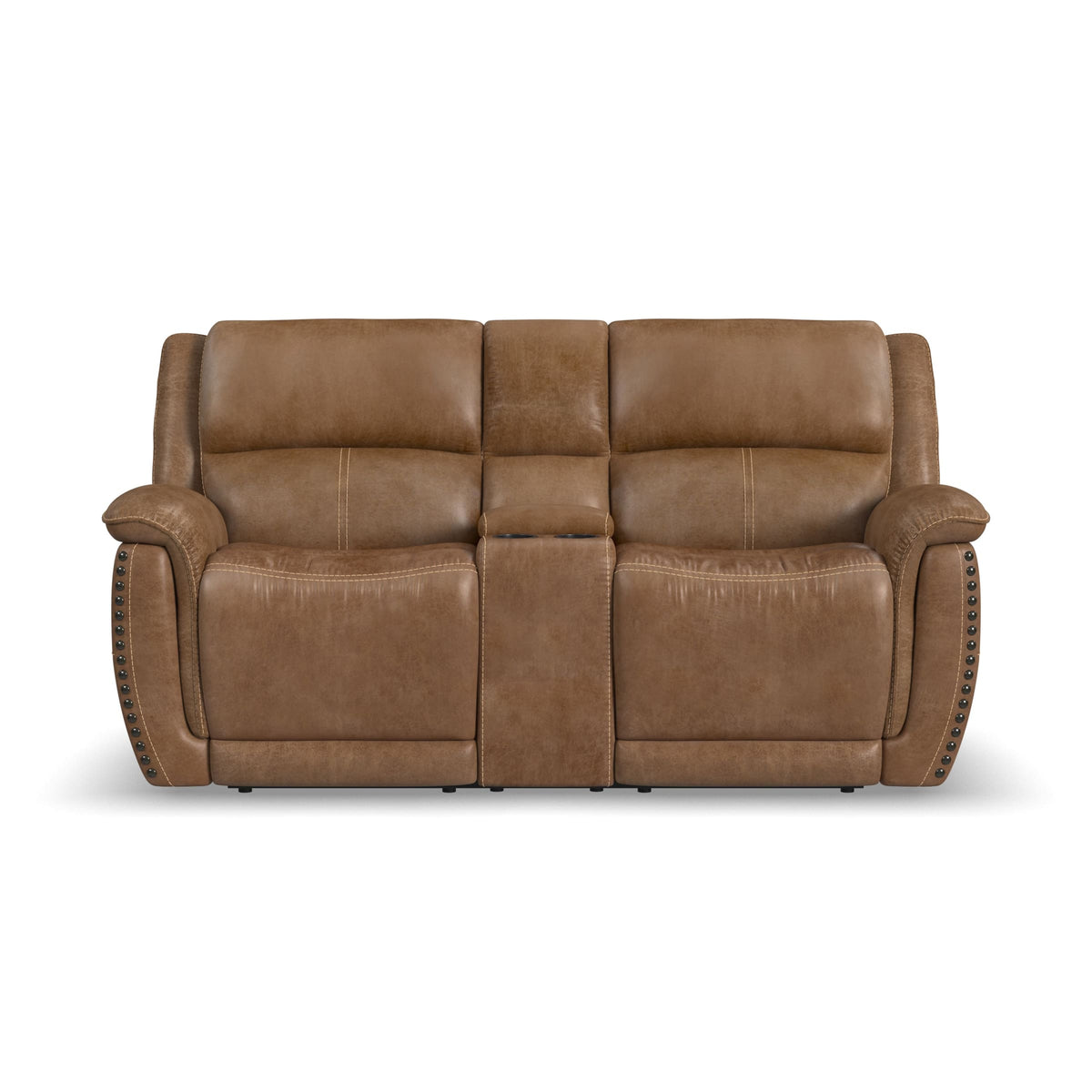 Flexsteel Beau Power Reclining Loveseat with Console & Power Headrests