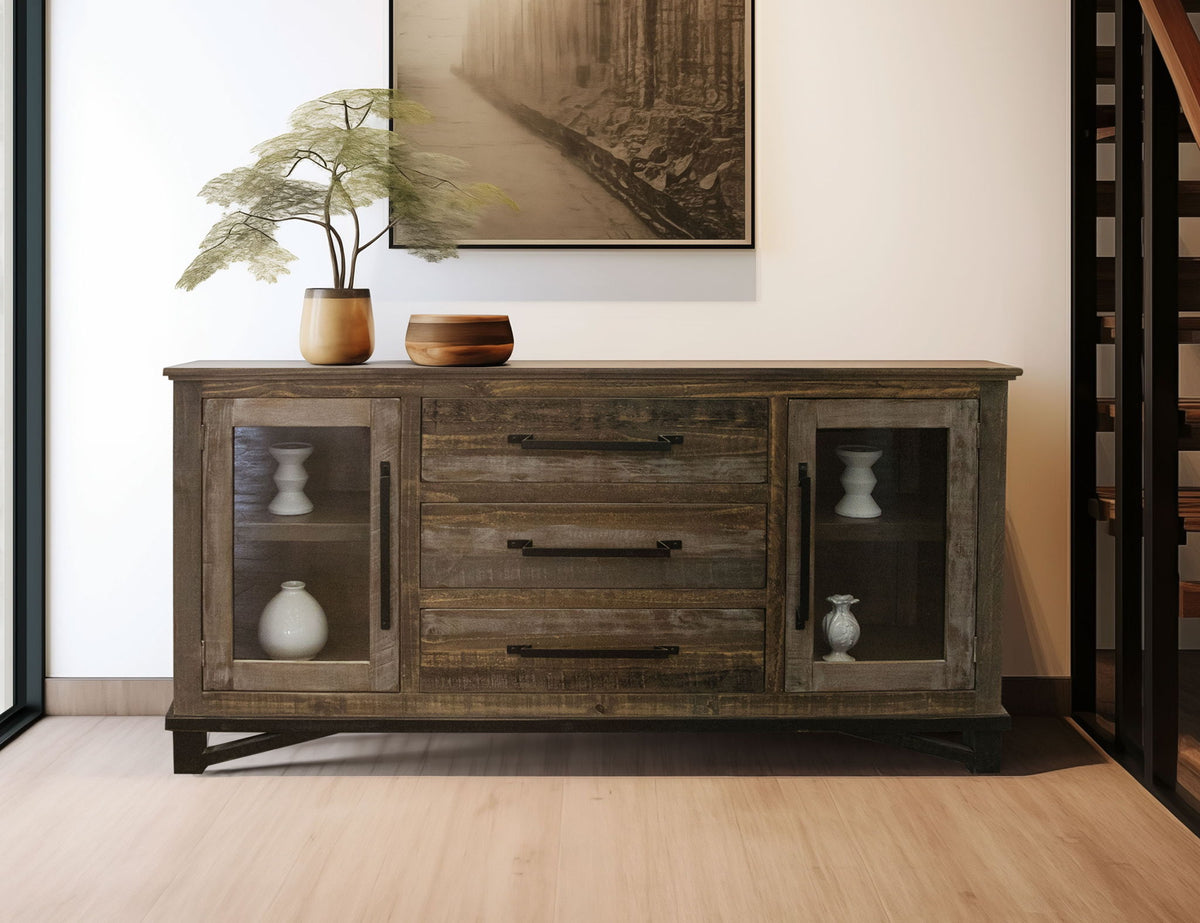 Loft - Buffet With 3 Drawer / 2 Doors - Two Tone Gray / Brown