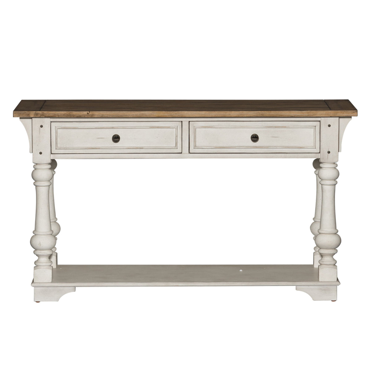 Morgan Creek - Sofa Table - Antique White / Wirebrushed Tobacco Accents