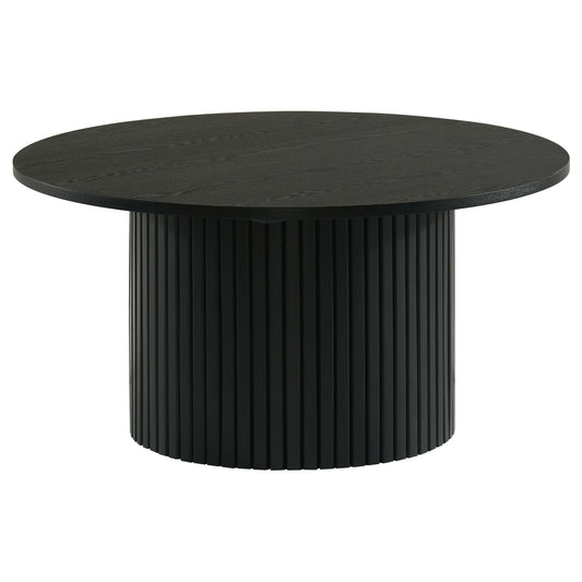 Hamlyn Round Fluted Occasional Cocktail Coffee Table Black
