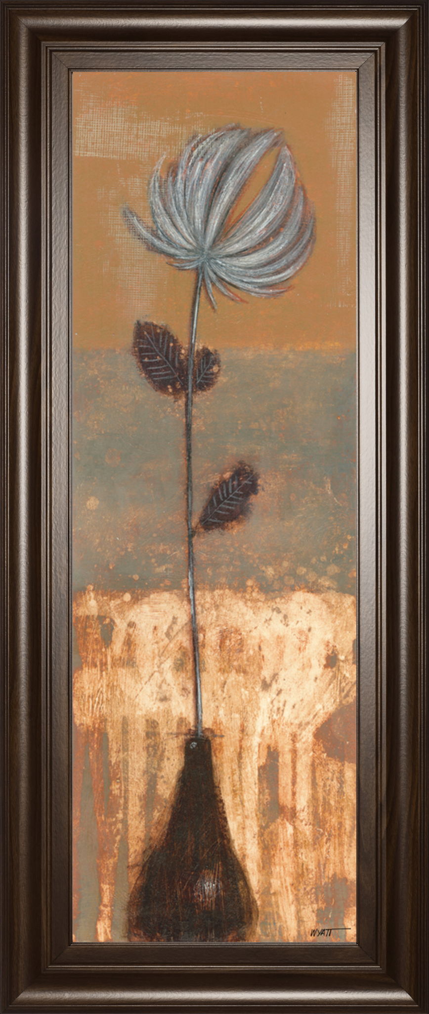 Solitary Flower Il By Norman Wyatt - Framed Print Wall Artt - Light Brown