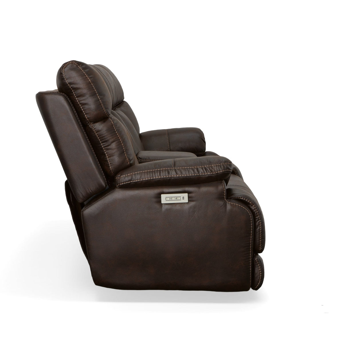 Flexsteel Clive Power Reclining Loveseat with Console, Power Headrests & Lumbar