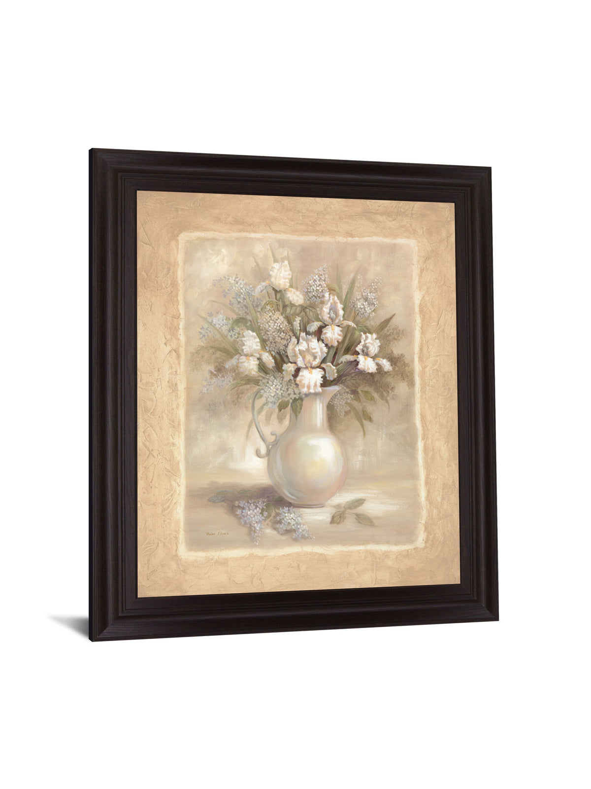 Ivory Blossom Pitcher - 28" x 34" Framed Wall Art - Beige