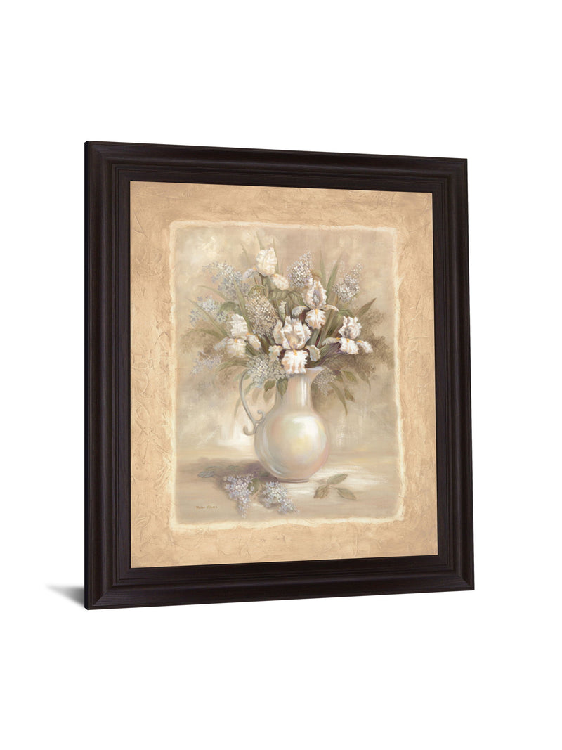 Ivory Blossom Pitcher - 28" x 34" Framed Wall Art - Beige