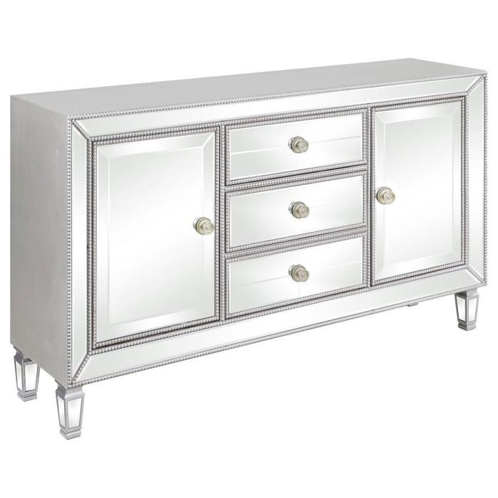 Leticia 3-Drawer Mirrored Storage Accent Cabinet - Silver