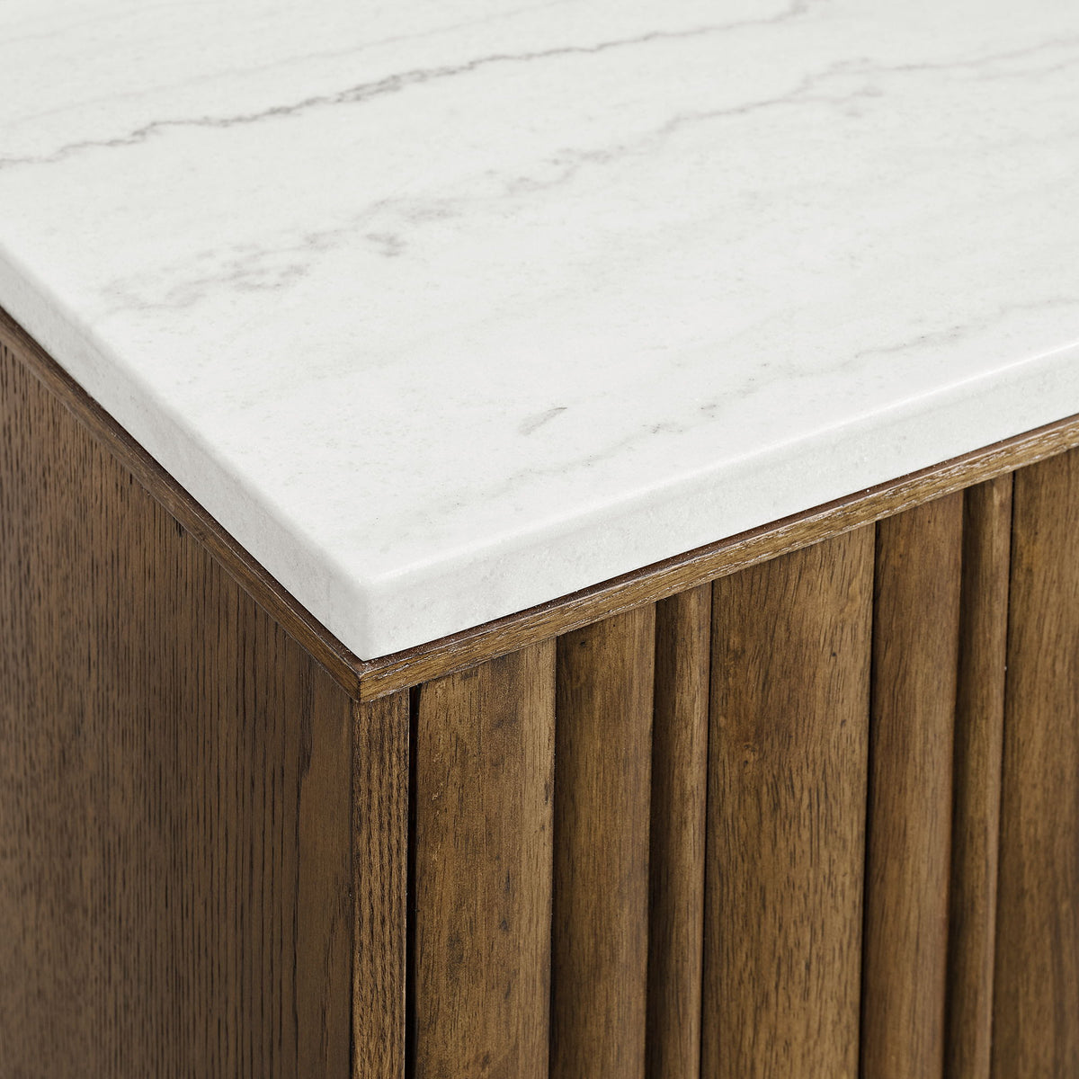 Carmela - Server With White Marble, Power And USBC - Brown