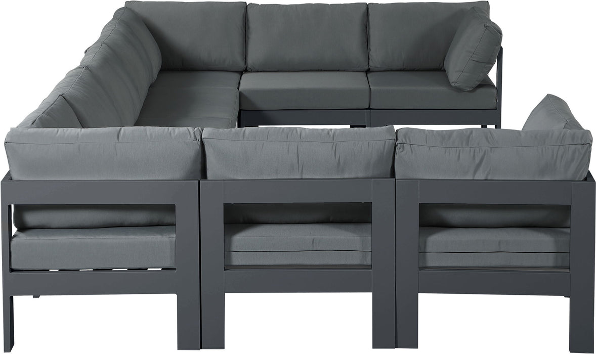 Nizuc - Outdoor Patio 9 Piece Modular Sectional With Gray Frame