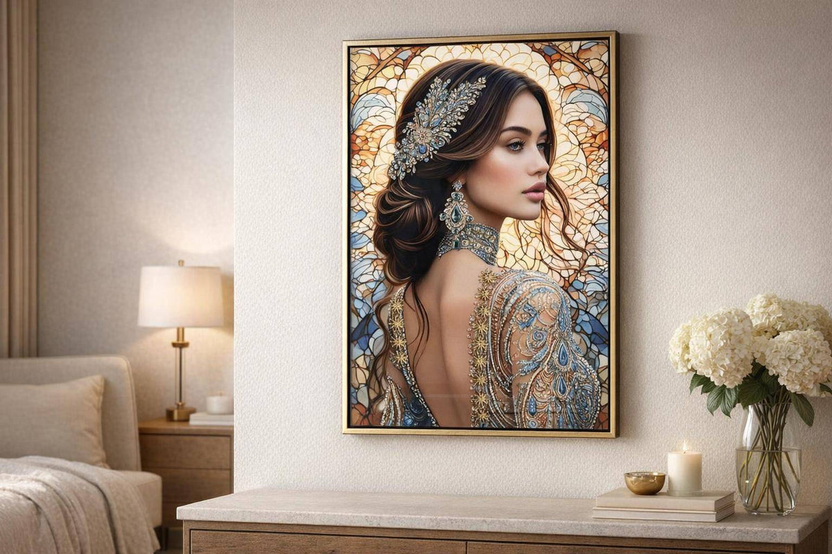 Jeweled Reverie I Gloss Canvas In Frame - Blue / Brown