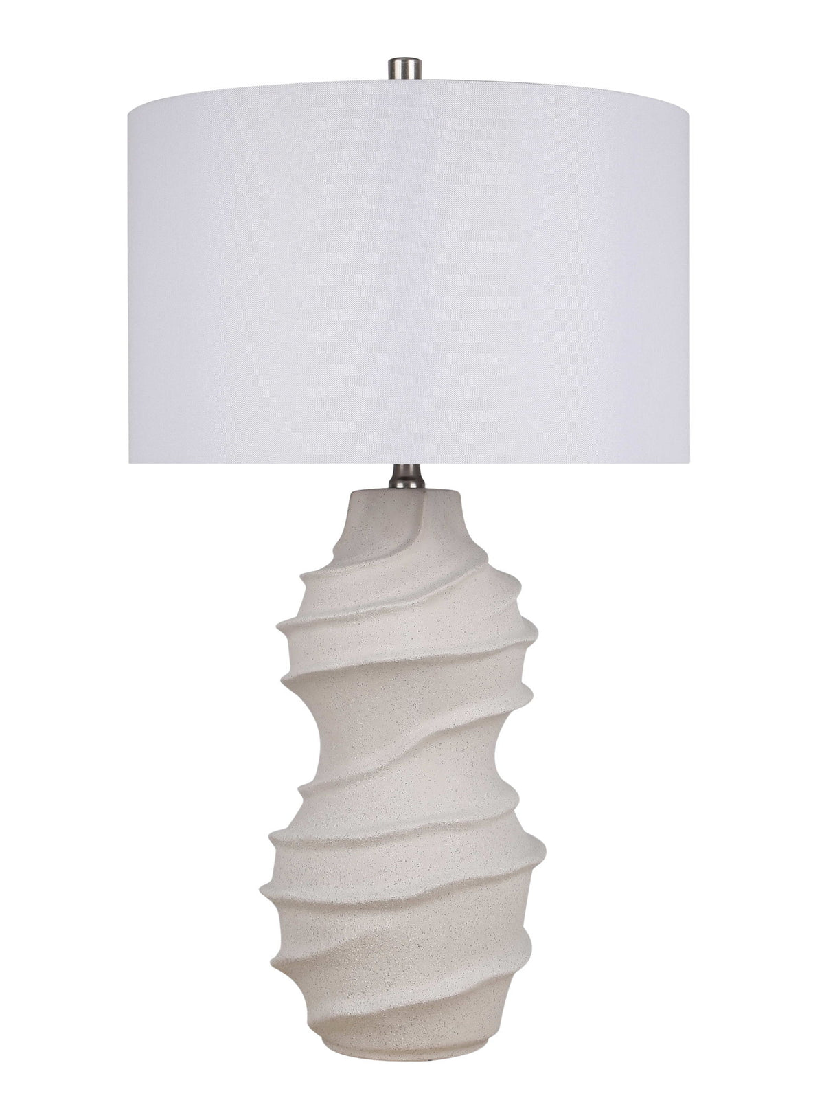 "Serenity Waves" Ceramic Table Lamp - Off White
