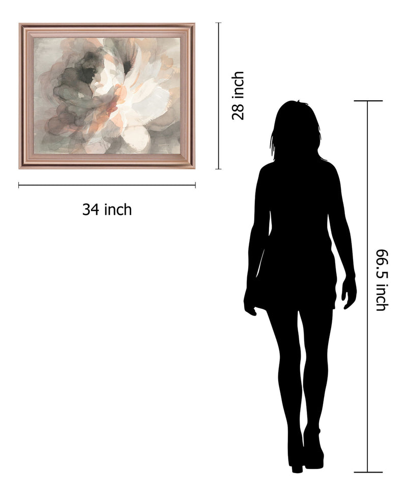 Whispered Petal Dawn - 28" x 34" Framed Wall Art - Beige