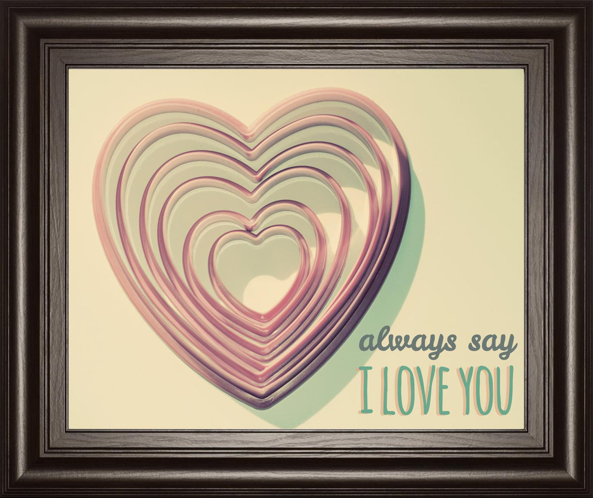 Layered Heart Whimsy - 22" x 26" Framed Wall Art - Beige