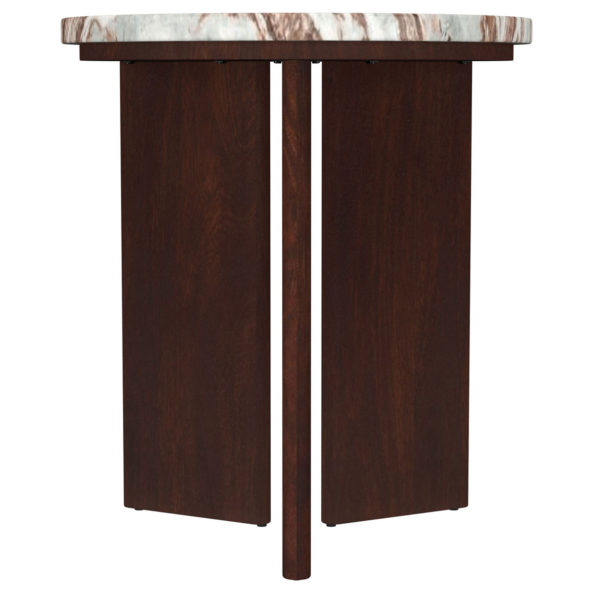 Jenna 2-piece Round Marble Top Coffee Table Set Brown