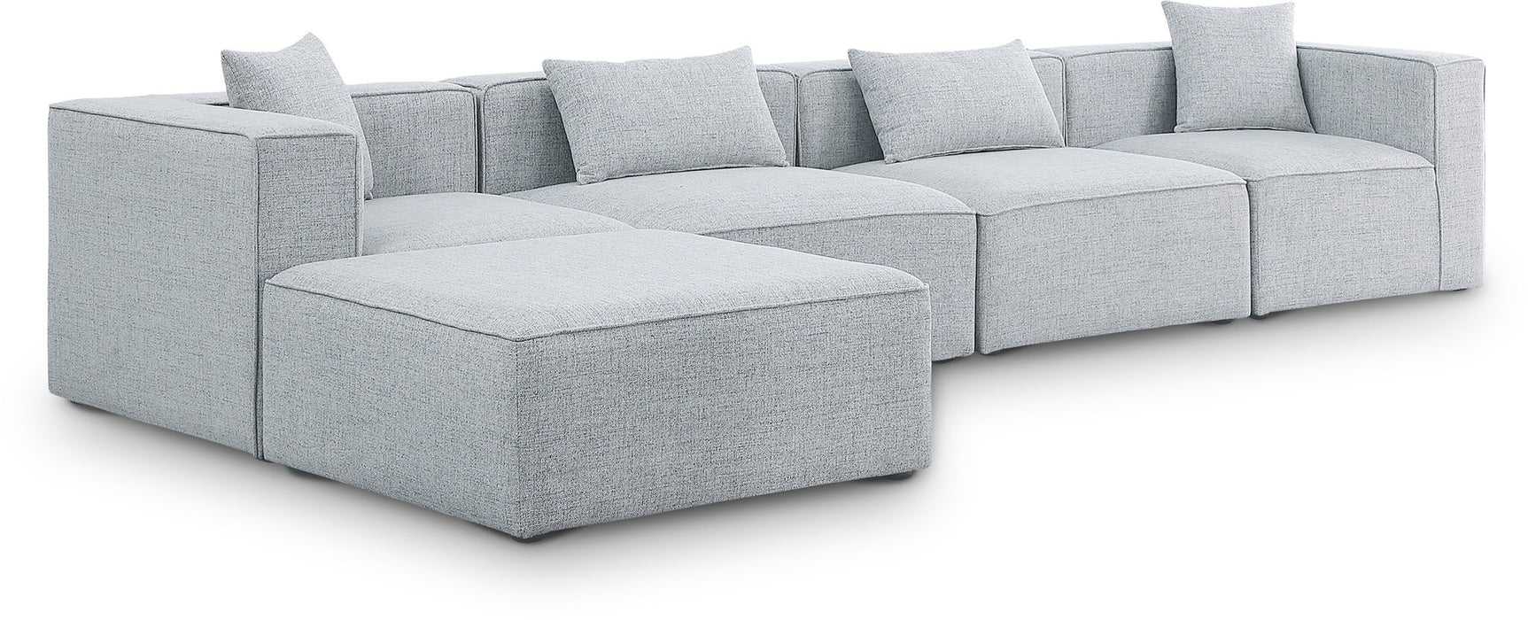Cube - Linen 5 Piece Modular Sectional With Chaise