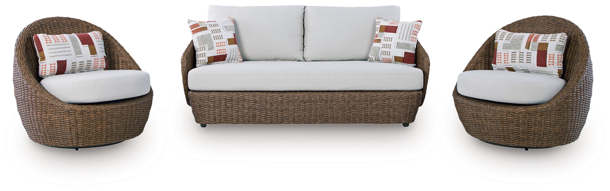 Double Point - Loveseat, Swivel Chairs Set (Set of 3) - Beige