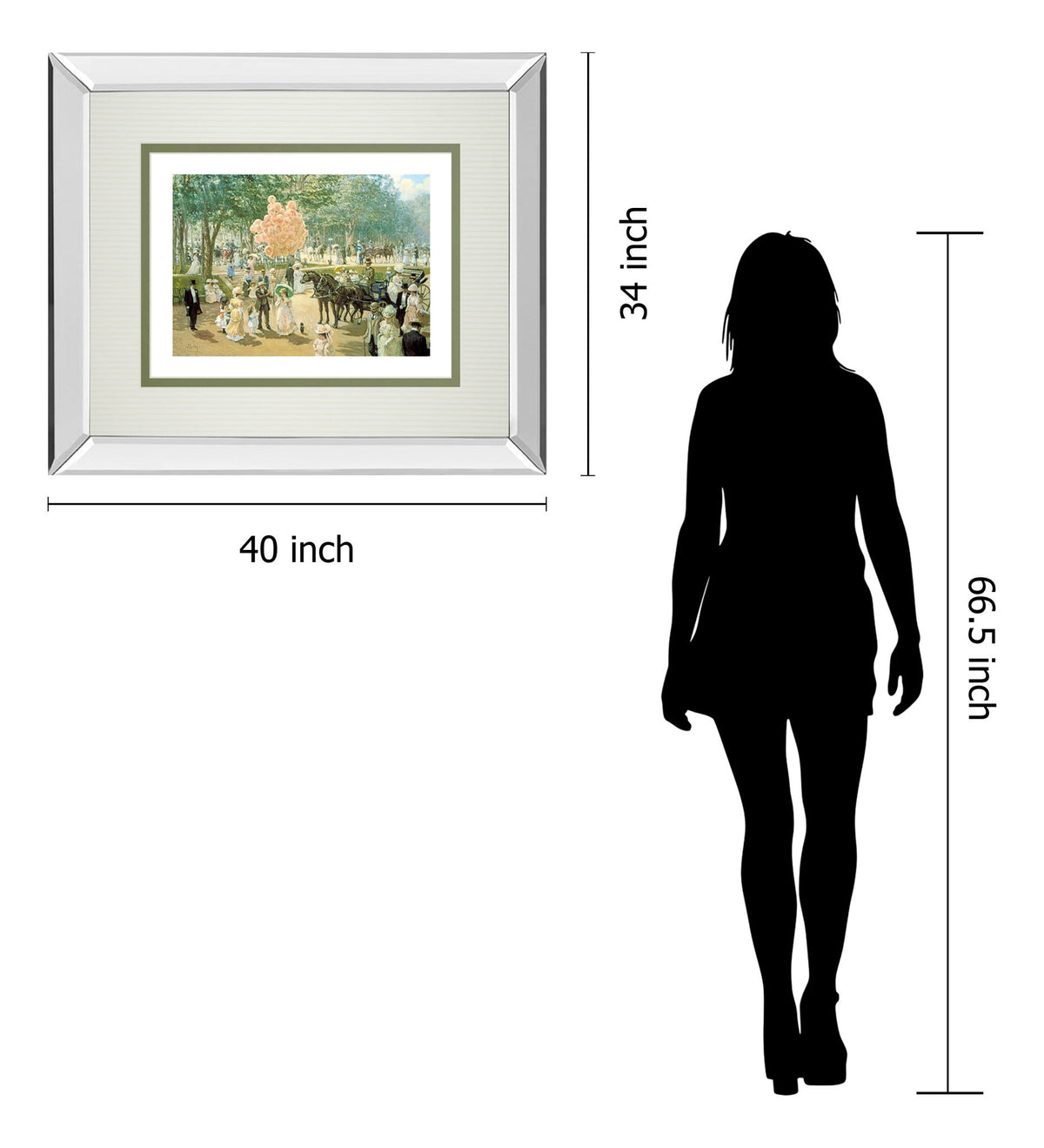 Balloon Seller By Alan Maley - Mirror Framed Print Wall Art - Green