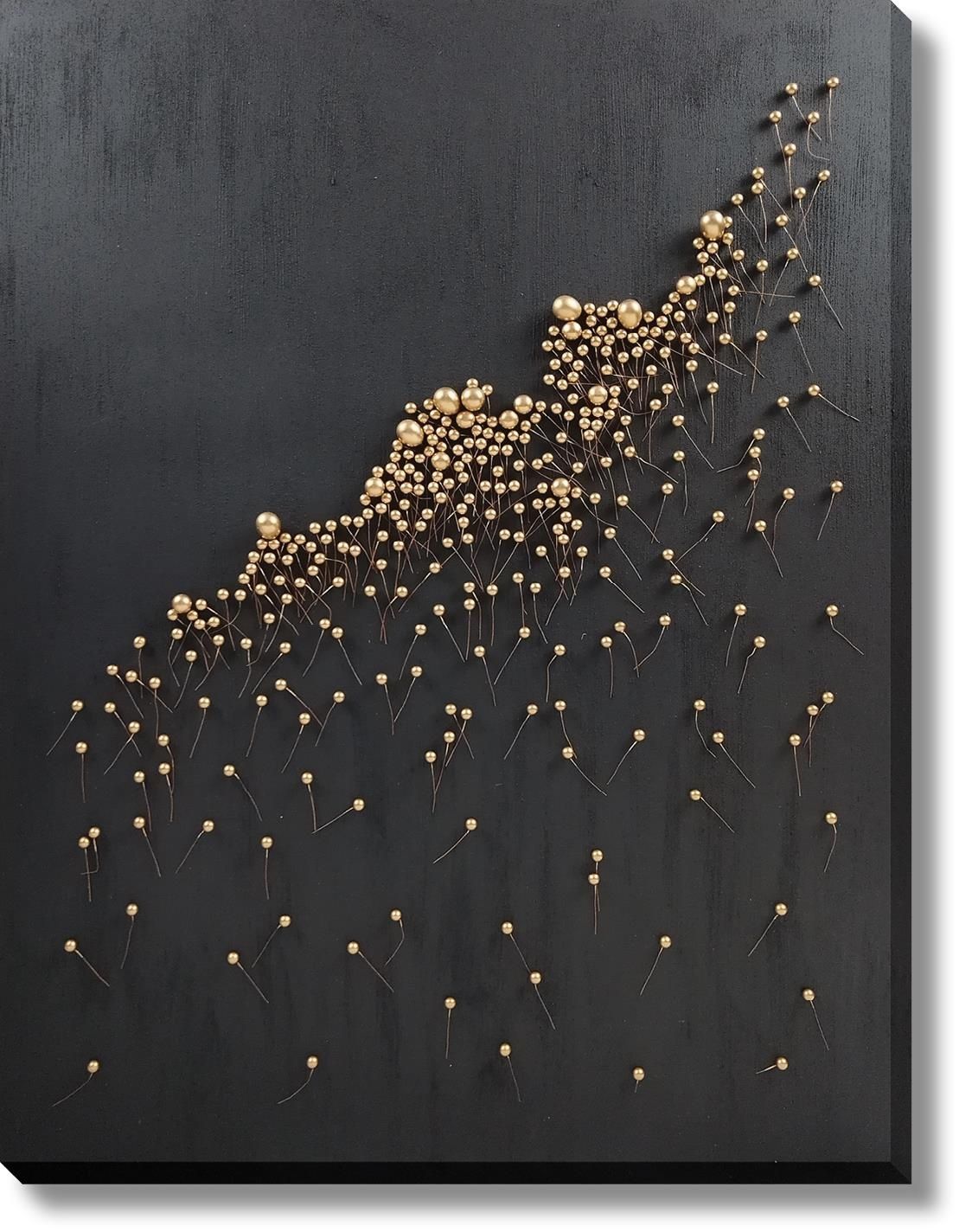 Golden Cluster Drift - 36" x 48" Framed Wall Art - Black