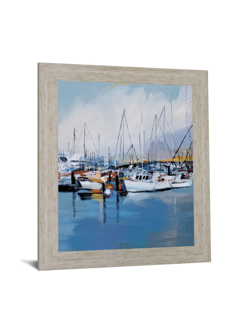 Harbor Reflections - 28" x 34" Framed Wall Art - Blue