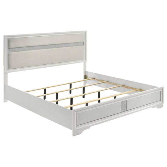 Miranda 54-inch Upholstered Eastern King Panel Bed White