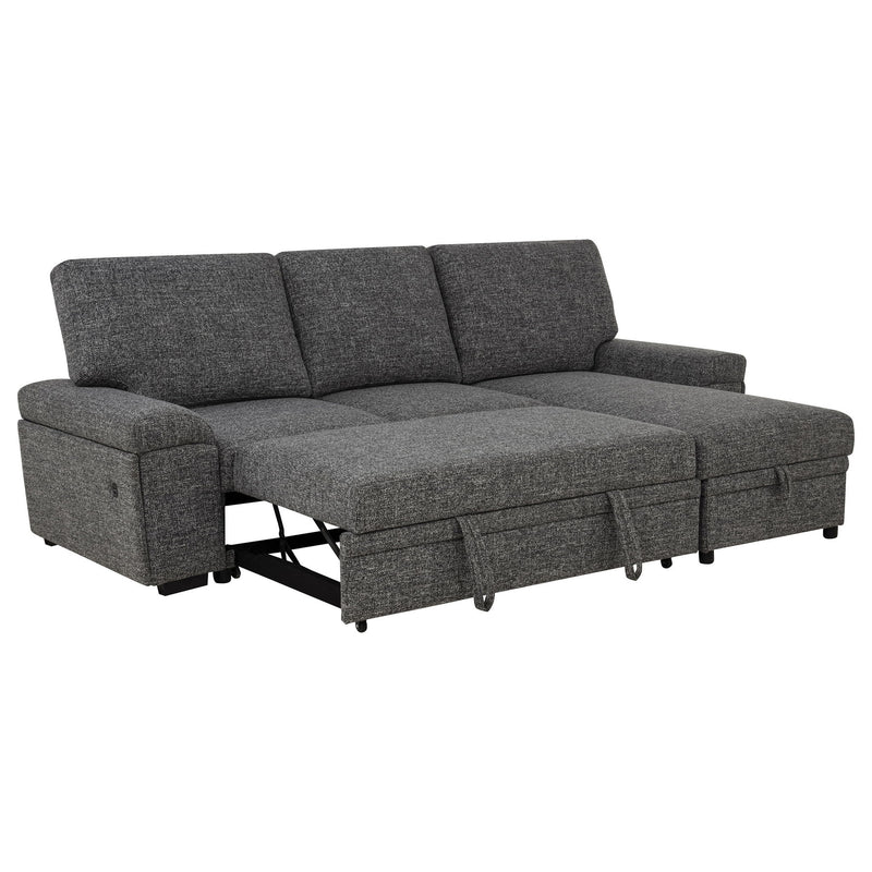 Demko Sleeper Sectional Sofa with Speaker and Storage Chaise Granite